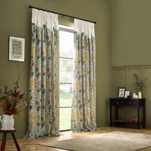 Seaweed Pencil Pleat, Stone/Sunflower - Ready Made Curtains - Image 3